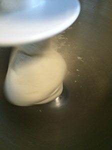 The dough has come up from the bottom of the bowl.